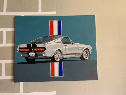 Ford Mustang Eleanor Acrylic Painting on Canvas