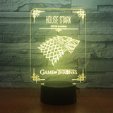 House Stark Game of Thrones Wolf Acrylic LED Lamp